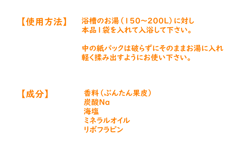 ぶんたんの湯の使用方法と成分