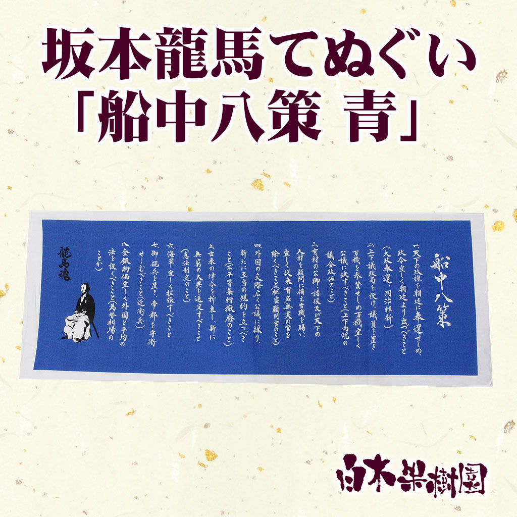 坂本龍馬ガーゼタオル「船中八策 青」