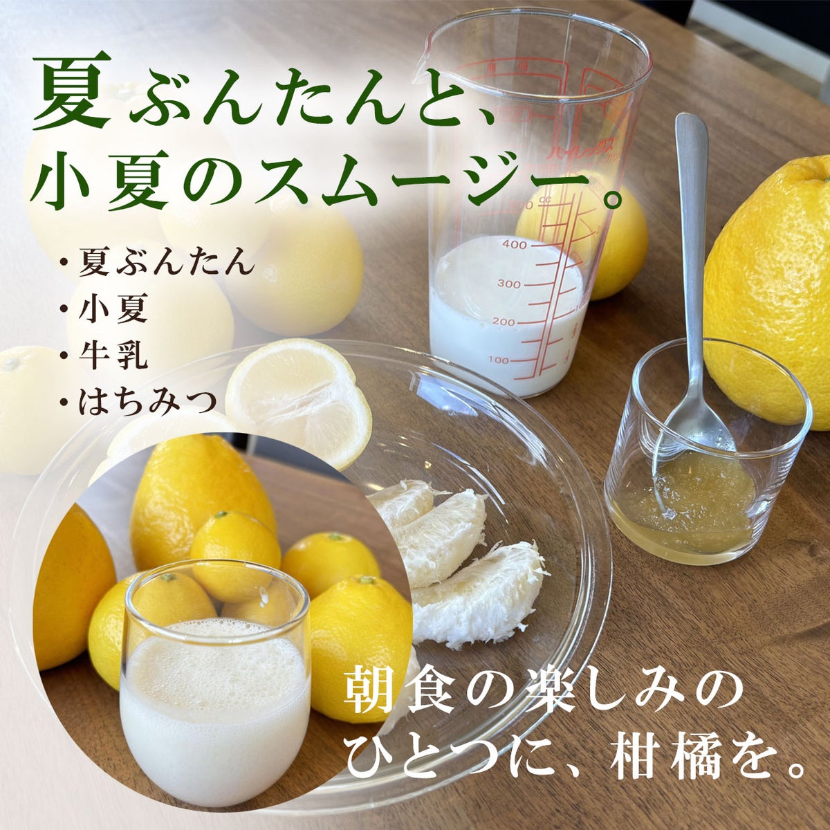 夏ぶんたんと小夏のスムージー